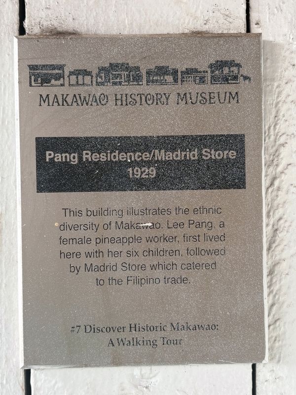 Pang Residence / Madrid Shop - 1929 Marker. Click for full size. Pang Residence / Madrid Shop - 1929 Marker image. Click for full size.