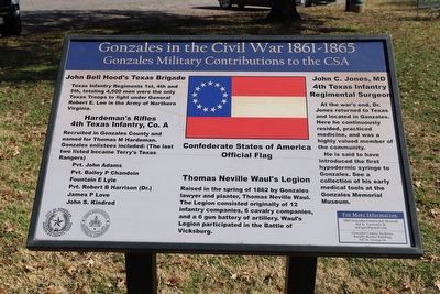 Gonzales Military Contributions to the CSA Marker image. Click for full size.