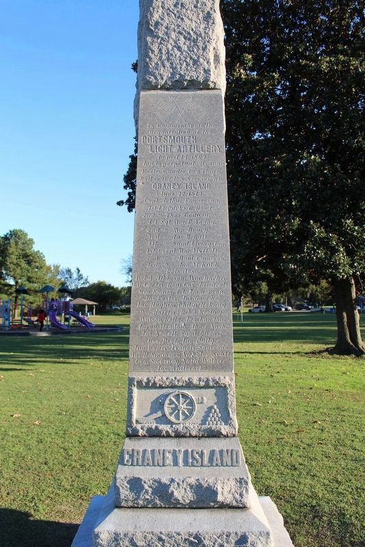 Portsmouth Light Artillery Monument Marker, Craney Island Face. Click for full size. Portsmouth Light Artillery Monument Marker, Craney Island Face image. Click for full size.