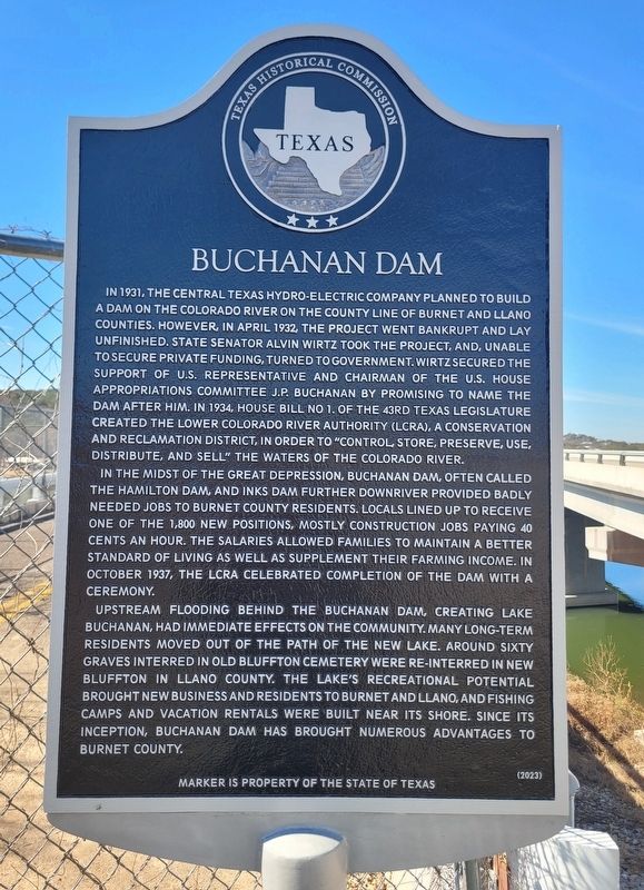 Buchanan Dam Marker image. Click for full size.