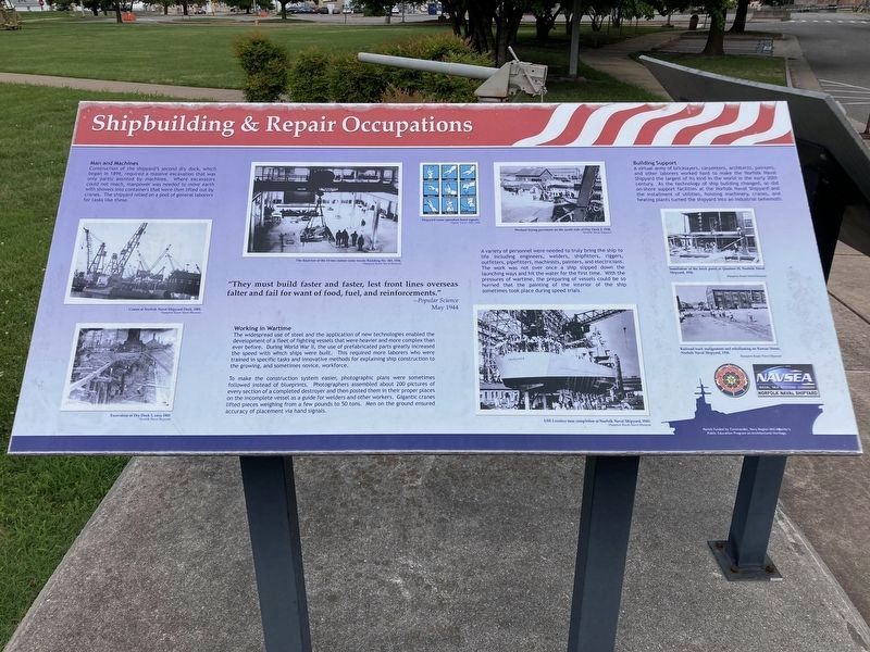 Shipbuilding & Repair Occupations Marker image. Click for full size.