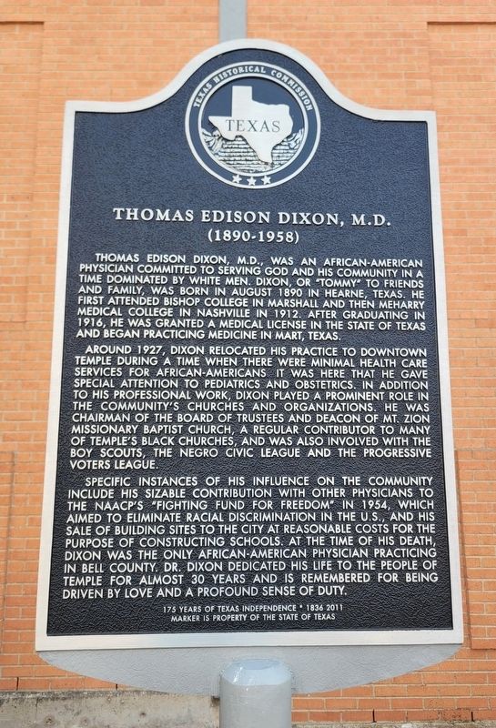 Thomas Edison Dixon, M.D. Marker image. Click for full size.