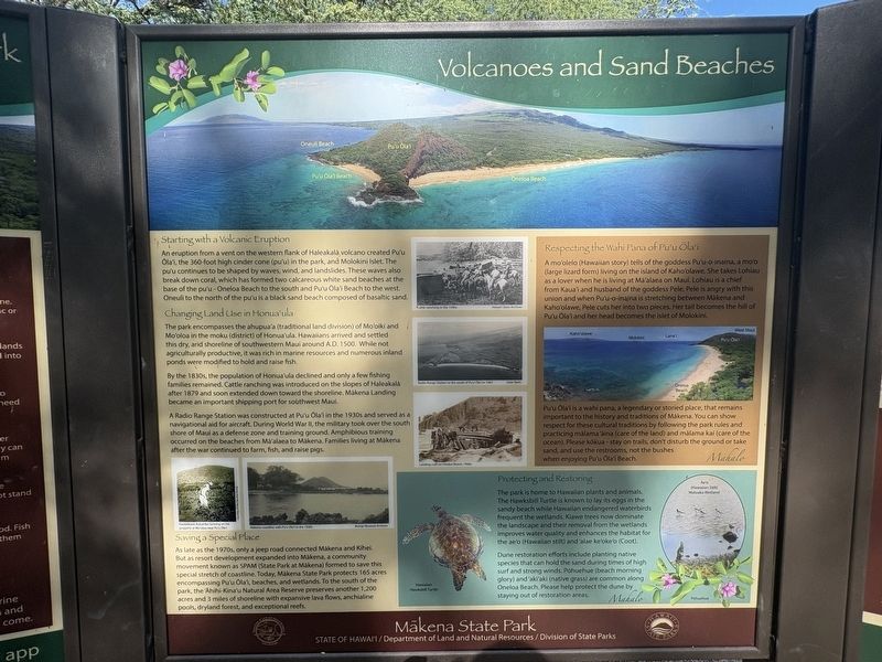 Volcanoes and Sand Beaches Marker. Click for full size. Volcanoes and Sand Beaches Marker image. Click for full size.
