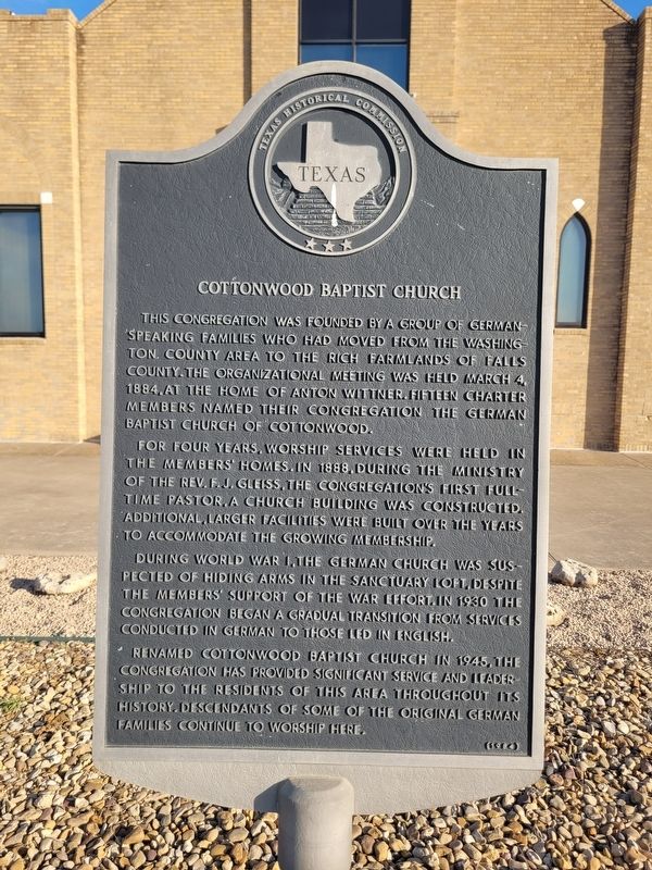 Cottonwood Baptist Church Marker. Click for full size. Cottonwood Baptist Church Marker image. Click for full size.