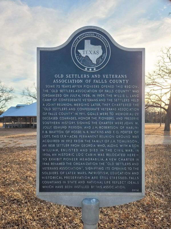 Old Settlers and Veterans Association of Falls County Marker image. Click for full size.