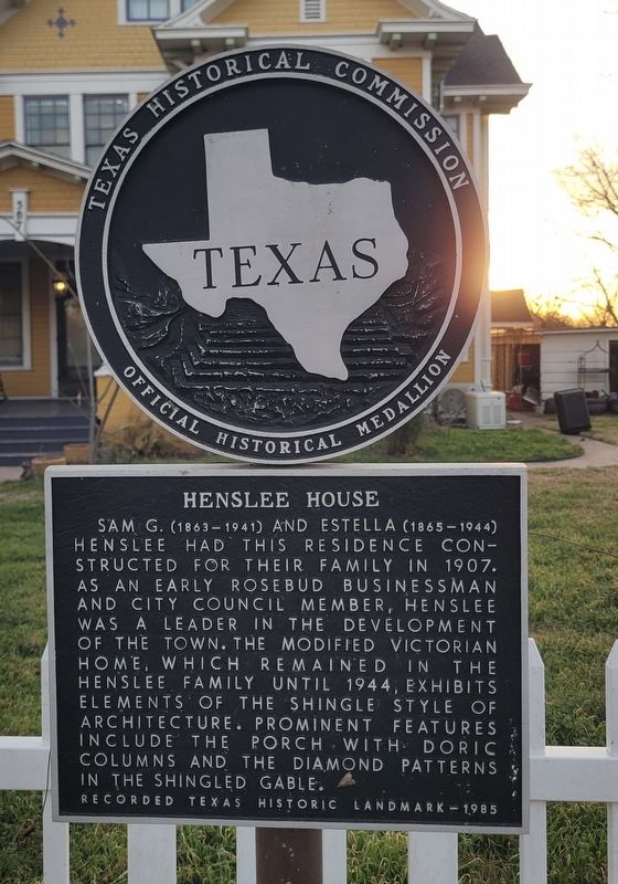Henslee House Marker image. Click for full size.