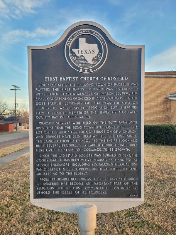 First Baptist Church of Rosebud Marker image. Click for full size.