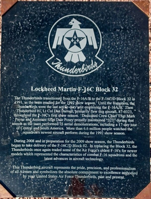 Lockheed Martin F-16C Block 32 Marker. Click for full size. Lockheed Martin F-16C Block 32 Marker image. Click for full size.