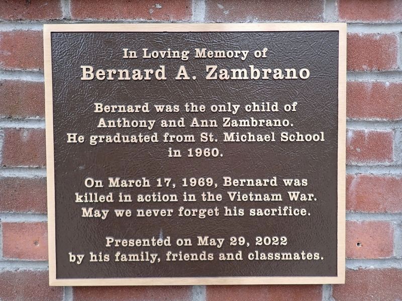 Bernard A. Zambrano Marker. Click for full size. Bernard A. Zambrano Marker image. Click for full size.