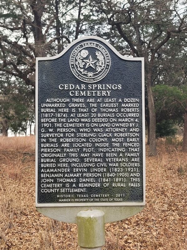 Cedar Springs Cemetery Marker image. Click for full size.