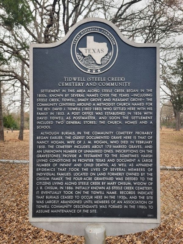 Tidwell (Steele Creek) Cemetery and Community Marker image. Click for full size.