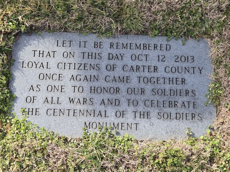 Soldiers Monument Centennial Marker. Click for full size. Soldiers Monument Centennial Marker image. Click for full size.