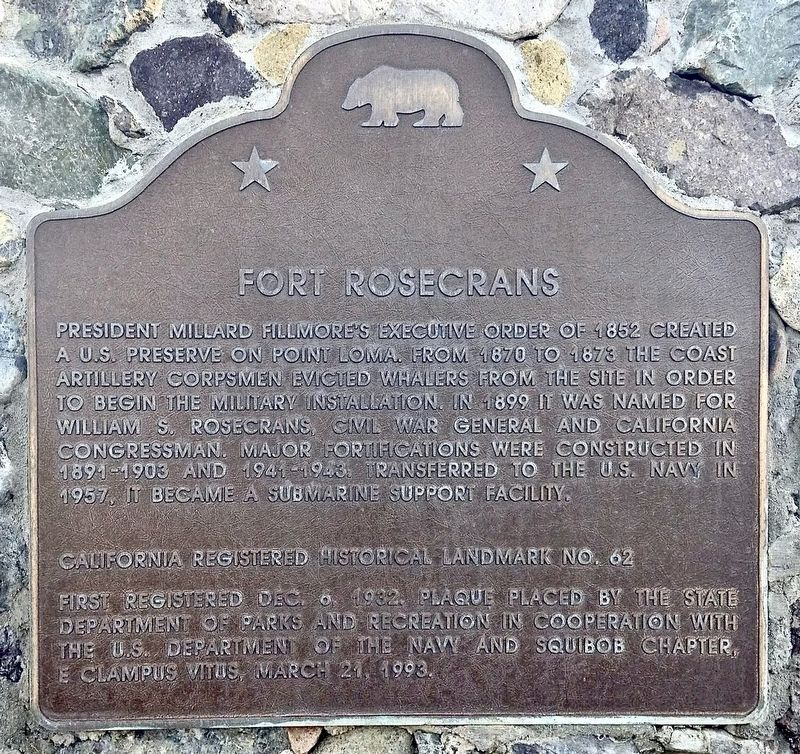 Fort Rosecrans Marker. Click for full size. Fort Rosecrans Marker image. Click for full size.