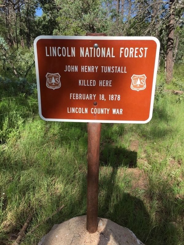 Forest Service John H. Tunstall Murder Site Marker image. Click for full size.