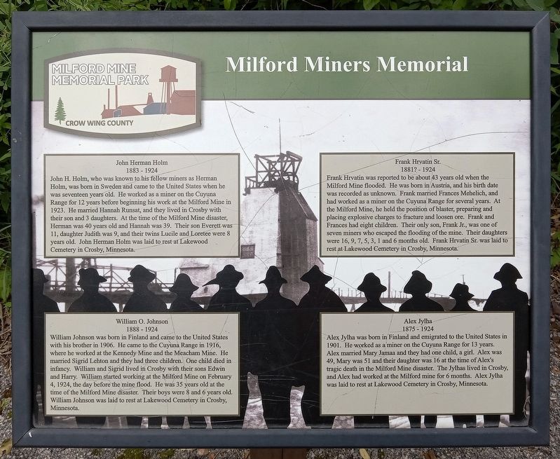 Milford Miners Memorial Marker image. Click for full size.