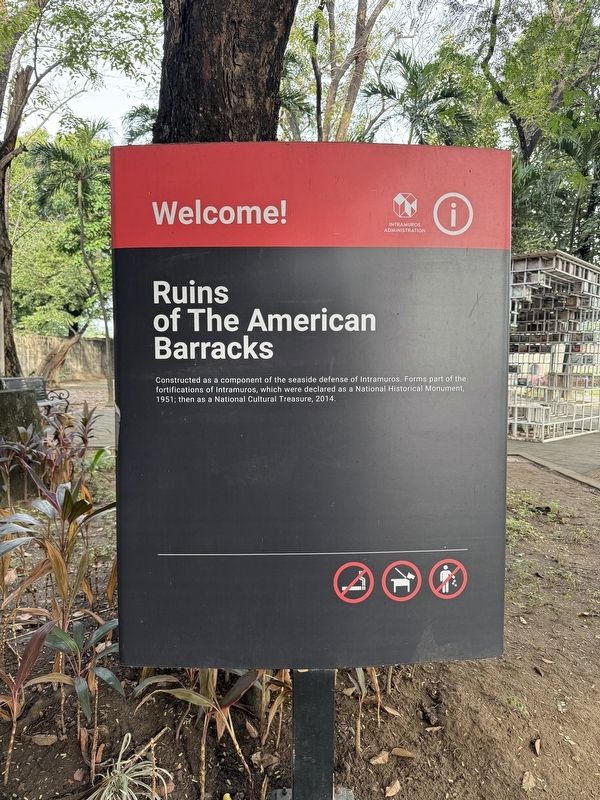 Ruins of The American Barracks Marker. Click for full size. Ruins of The American Barracks Marker image. Click for full size.
