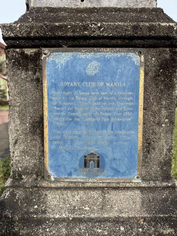 Rotary Club of Manila Lamps Marker. Click for full size. Rotary Club of Manila Lamps Marker image. Click for full size.