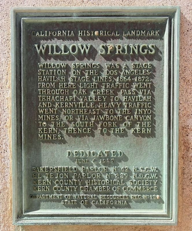 Willow Springs Marker. Click for full size. Willow Springs Marker image. Click for full size.