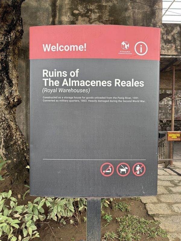 Ruins of The Almacenes Reales Marker. Click for full size. Ruins of The Almacenes Reales Marker image. Click for full size.