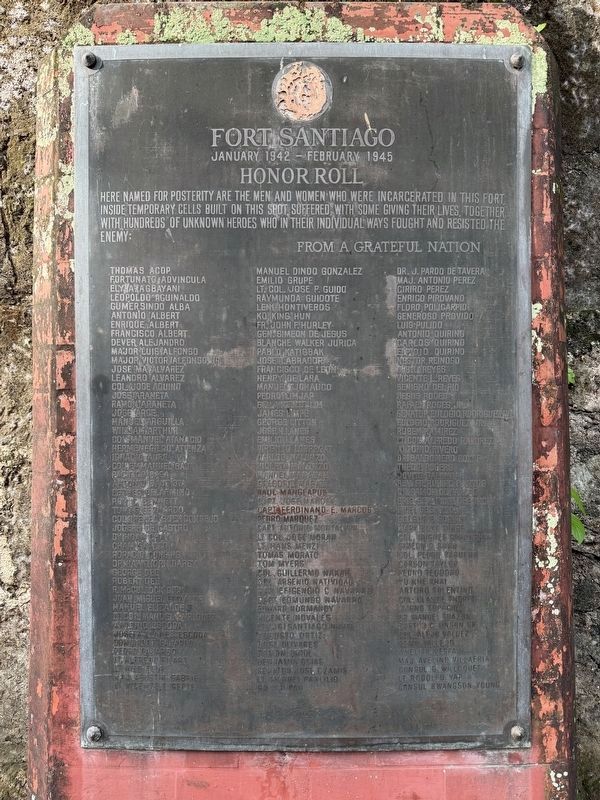 Fort Santiago Honor Roll Marker image. Click for full size.