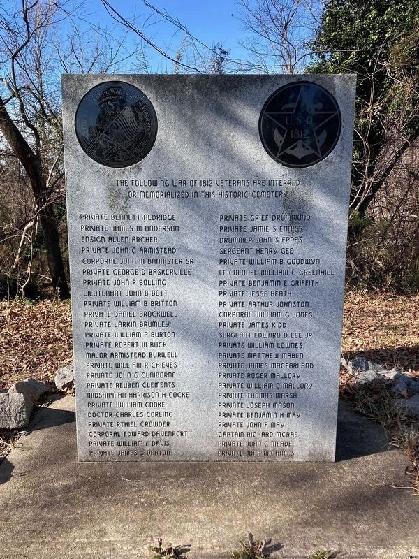 War of 1812 Veterans Memorial - Front image. Click for full size.