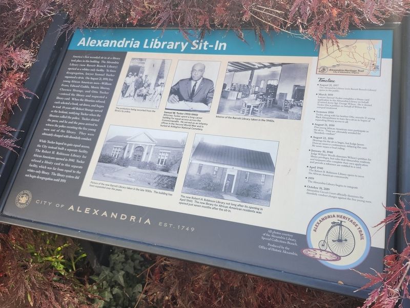 Alexandria Library Sit-In Marker. Click for full size. Alexandria Library Sit-In Marker image. Click for full size.