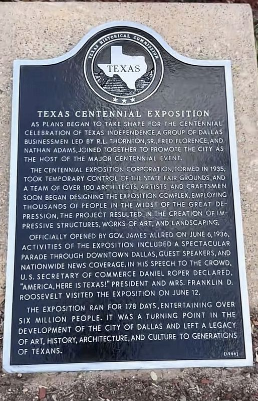 Texas Centennial Exposition Marker image. Click for full size.