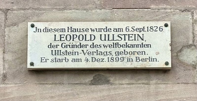 Leopold Ullstein Marker. Click for full size. Leopold Ullstein Marker image. Click for full size.