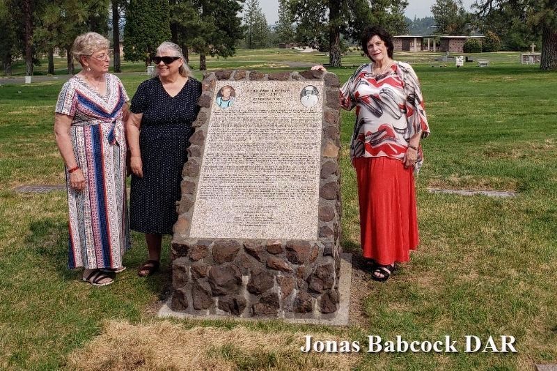 Representatives of the Jonas Babcock Chapter at the marker dedication image. Click for full size.