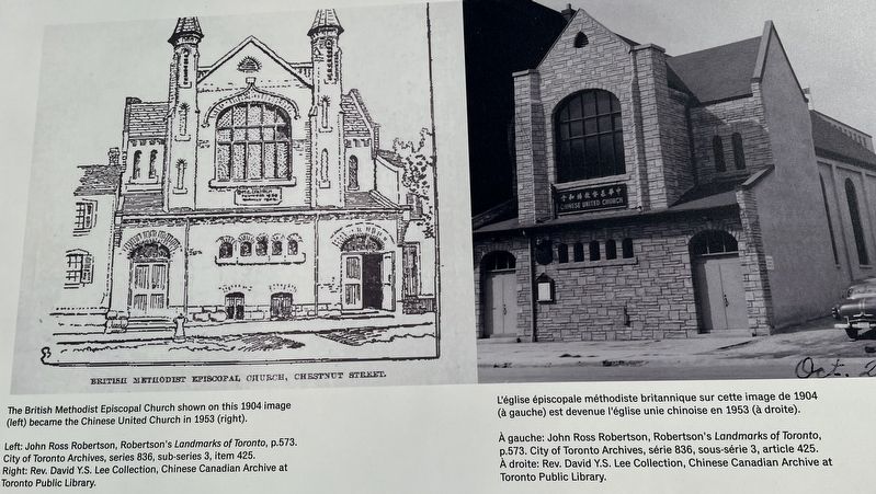 A Community Church/Une église communautaire marker photos and captions detail (top). Click for full size. A Community Church/Une église communautaire marker photos and captions detail (top) image. Click for full size.