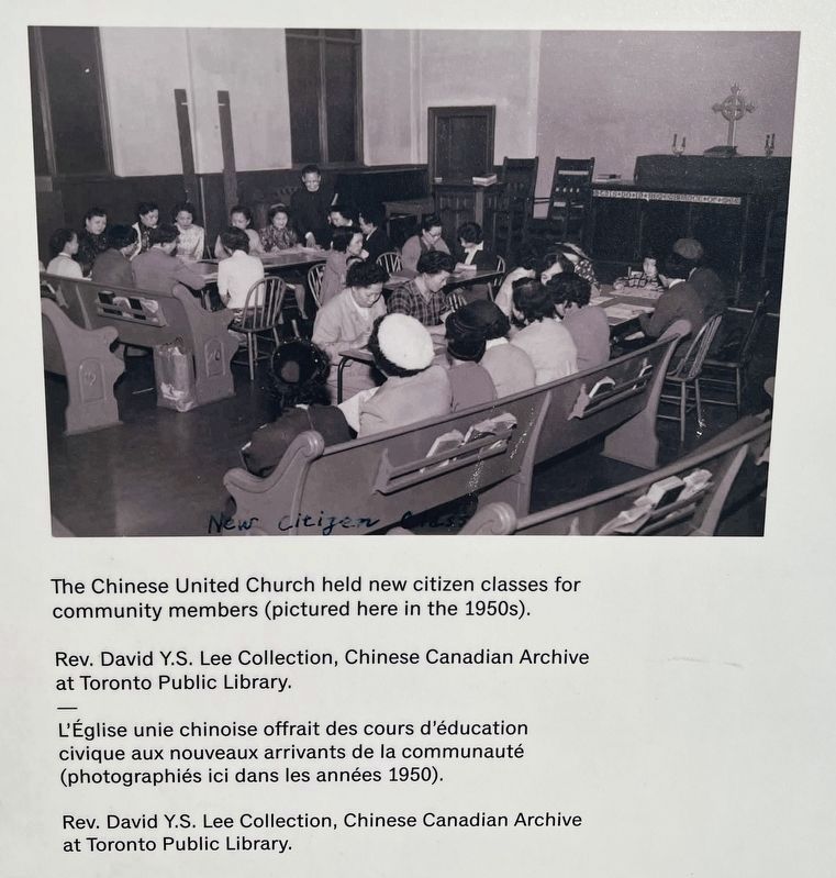A Community Church/Une église communautaire marker photo and caption detail (bottom left). Click for full size. A Community Church/Une église communautaire marker photo and caption detail (bottom left) image. Click for full size.