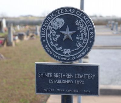 Shiner Brethren Cemetery Marker. Click for full size. Shiner Brethren Cemetery Marker image. Click for full size.