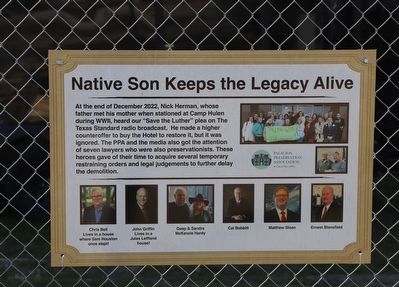 Native Son Keeps the Legacy Alive Marker image. Click for full size.