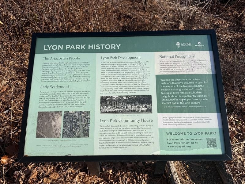 Lyon Park History Marker. Click for full size. Lyon Park History Marker image. Click for full size.