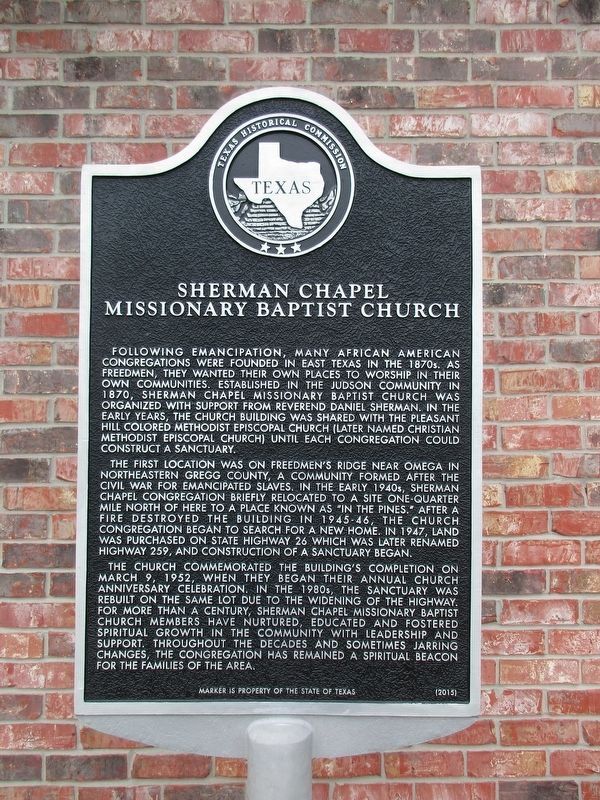Sherman Chapel Missionary Baptist Church Marker. Click for full size. Sherman Chapel Missionary Baptist Church Marker image. Click for full size.