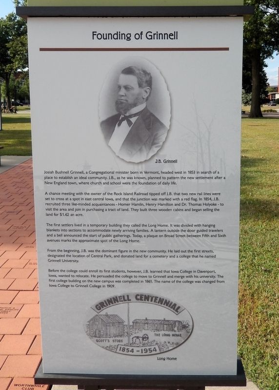 Founding of Grinnell Marker image. Click for full size.