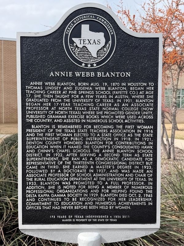 Annie Webb Blanton Marker image. Click for full size.