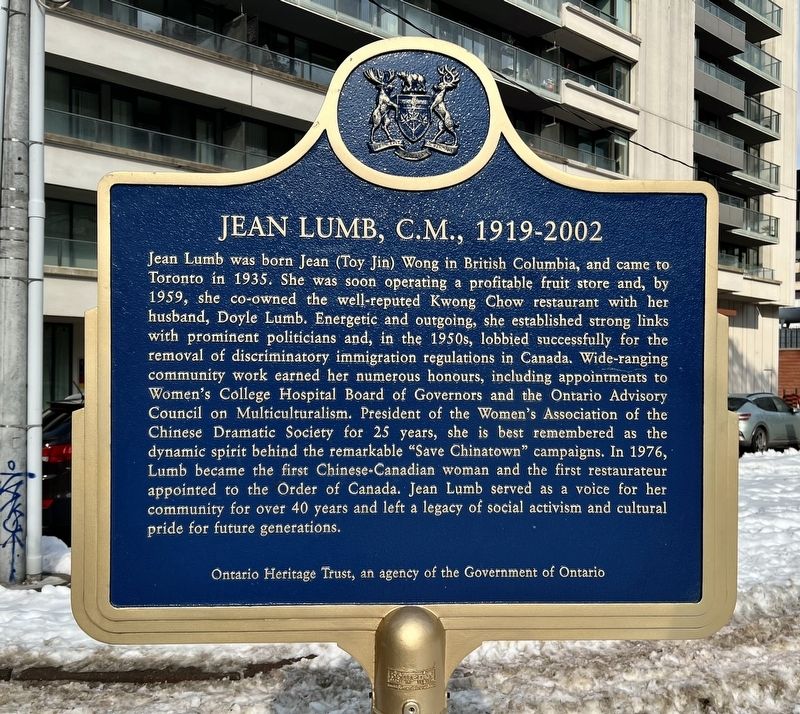 Jean Lumb, C.M., 1919-2002 Marker. Click for full size. Jean Lumb, C.M., 1919-2002 Marker image. Click for full size.