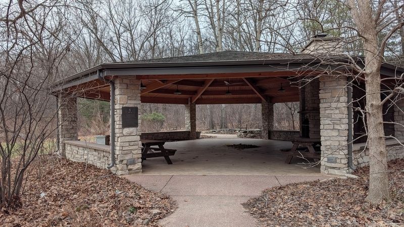 The Joseph E. Meyer Memorial Pavilion Marker in context image. Click for full size.