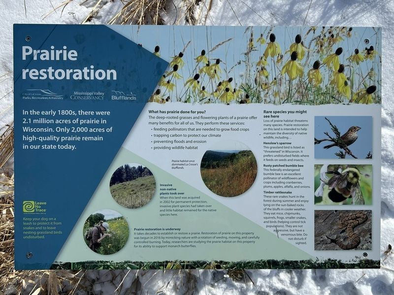 Prairie restoration Marker. Click for full size. Prairie restoration Marker image. Click for full size.