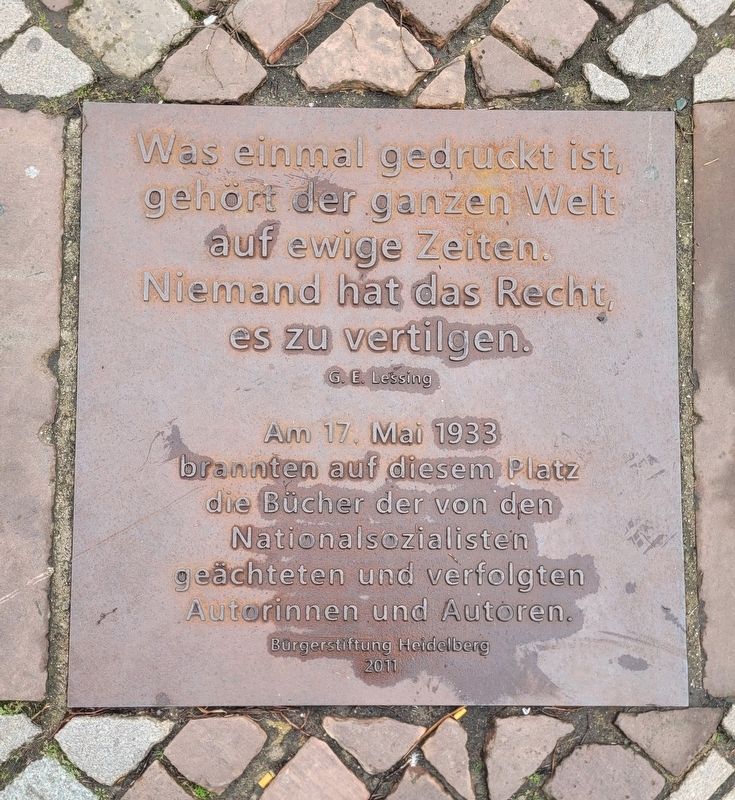 Nationalsozialisten Bücherverbrennung / National Socialist Book Burning Marker. Click for full size. Nationalsozialisten Bücherverbrennung / National Socialist Book Burning Marker image. Click for full size.