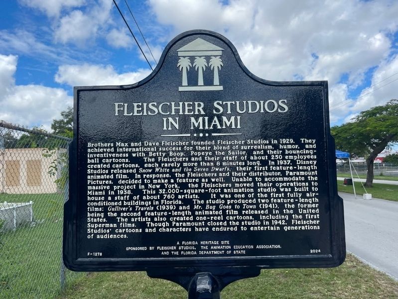 Fleischer Studios in Miami Marker image. Click for full size.