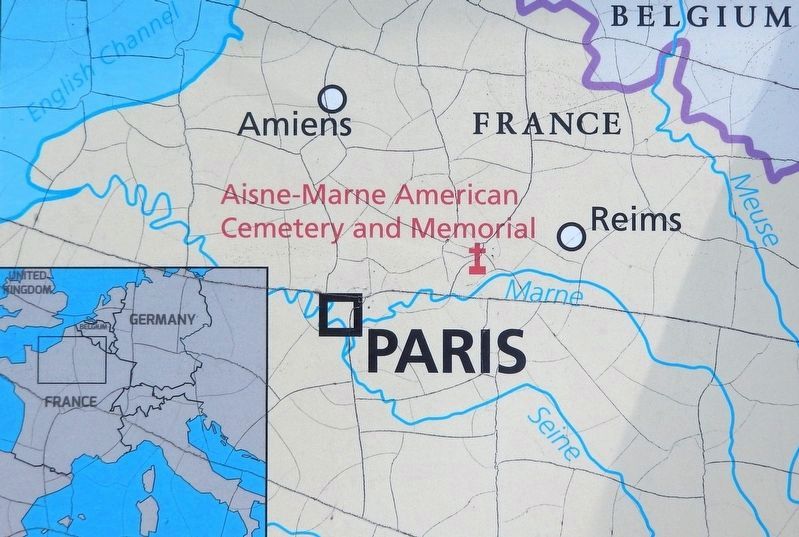 Marker detail: Aisne-Marne American Cemetery location image. Click for full size.