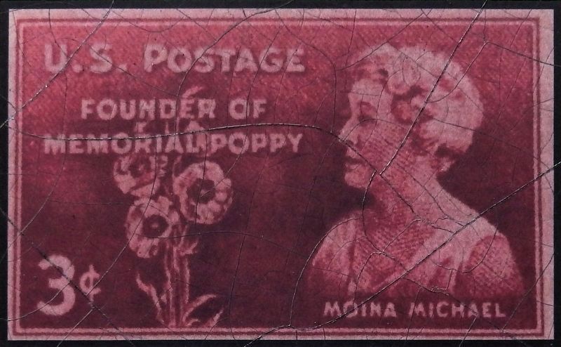 Marker detail: Moina Michael – Founder of Memorial Poppy – U.S. Postage Stamp. Click for full size. Marker detail: Moina Michael – Founder of Memorial Poppy – U.S. Postage Stamp image. Click for full size.