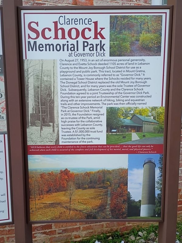 Clarence Schock Memorial Park Marker image. Click for full size.