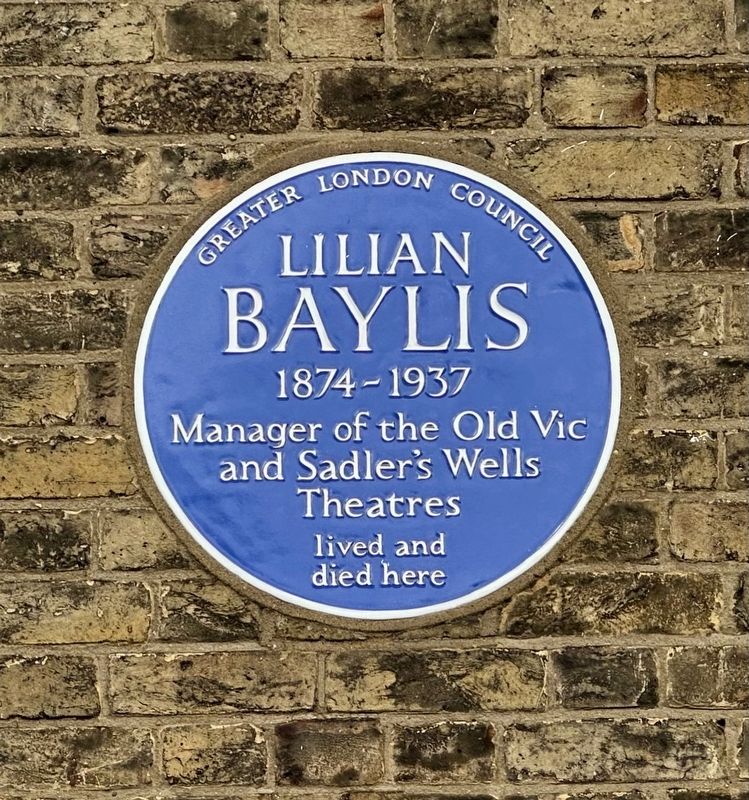 Lilian Baylis Marker. Click for full size. Lilian Baylis Marker image. Click for full size.