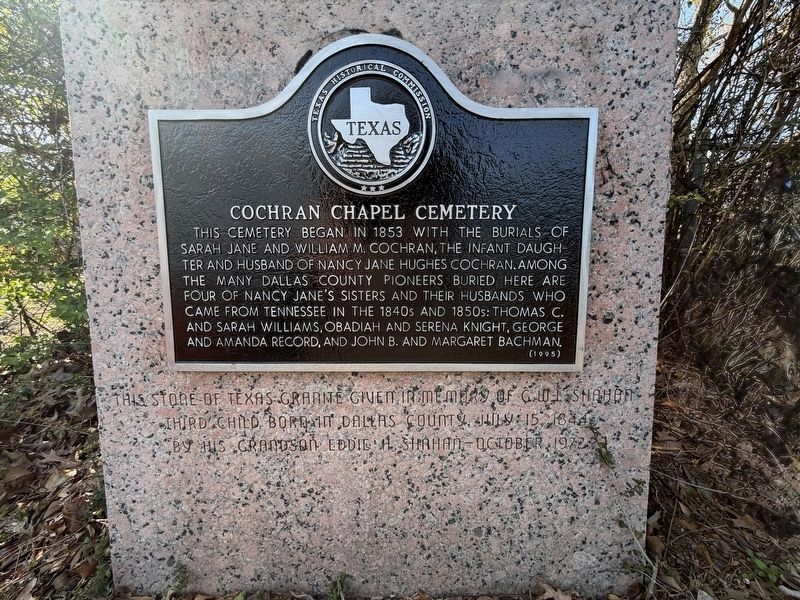 Cochran Chapel Cemetery Marker. Click for full size. Cochran Chapel Cemetery Marker image. Click for full size.