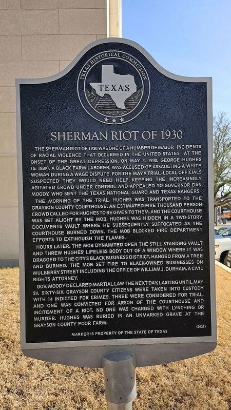 Sherman Riot of 1930 Marker image. Click for full size.