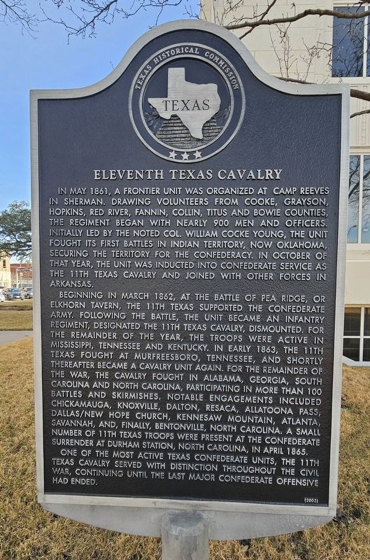 Eleventh Texas Cavalry Marker. Click for full size. Eleventh Texas Cavalry Marker image. Click for full size.