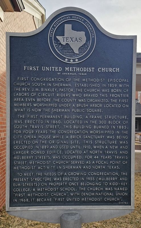 First United Methodist Church of Sherman, Texas Marker image. Click for full size.